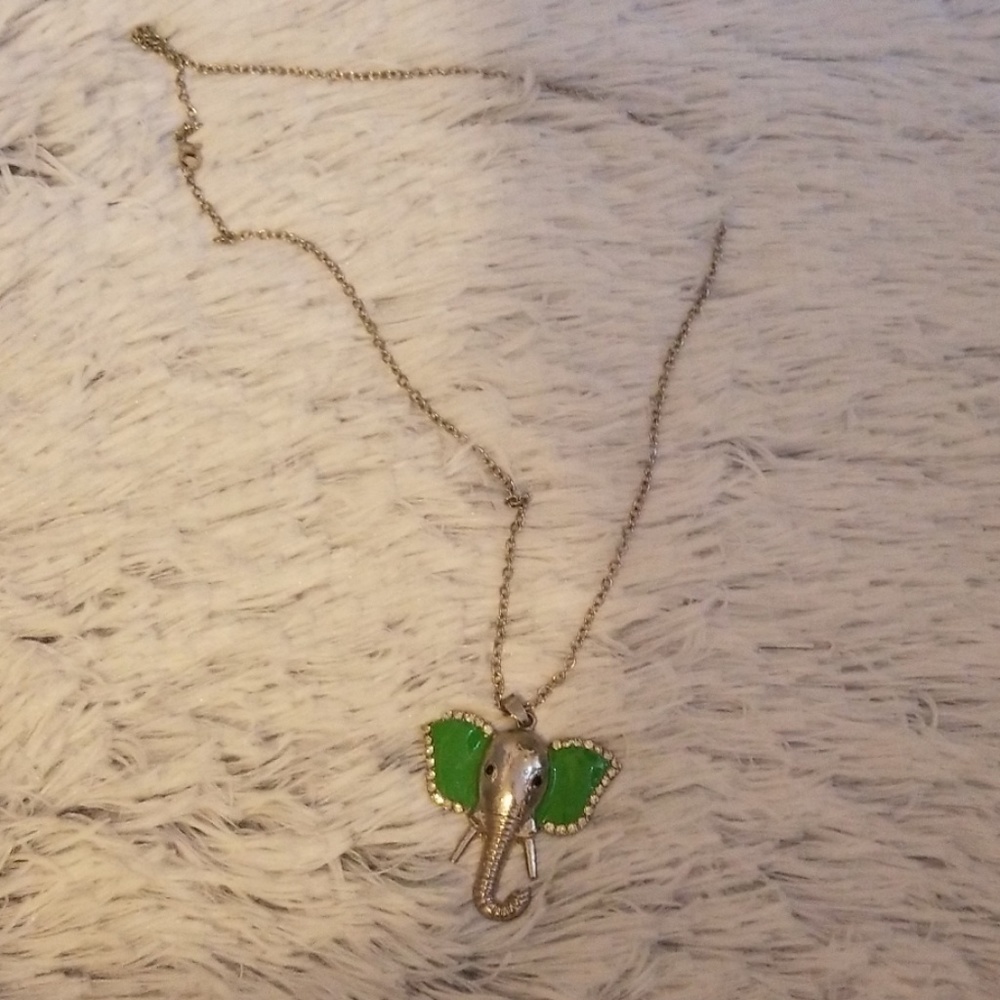 Long green elephant necklace
